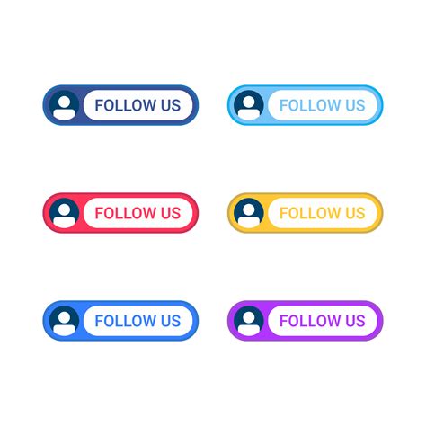 Follow us button PNG image collection. Social media follow us button with multicolor shade ...