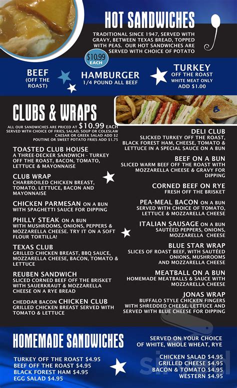 Blue Star Restaurant menu in Welland, Ontario, Canada