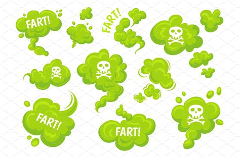 Green fart. Funny stinky clouds with | Background Graphics ~ Creative Market