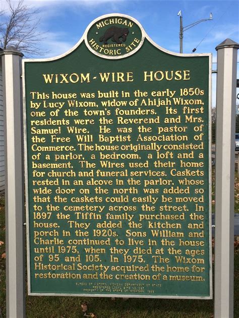 Wixom-Wire House Historical Marker | Michigan facts, Detroit history, Historical marker