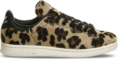 adidas Stan Smith Leopard-Print Pony-Hair Trainers - ShopStyle