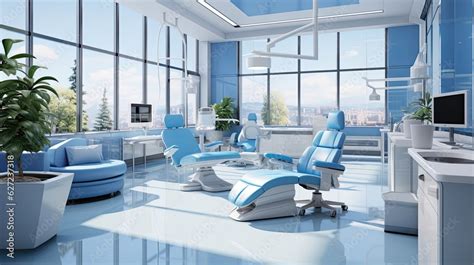 Modern dental clinic, dentist chair and other equipment used by ...