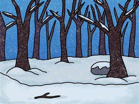 Snowy Forest Drawing - HelloArtsy