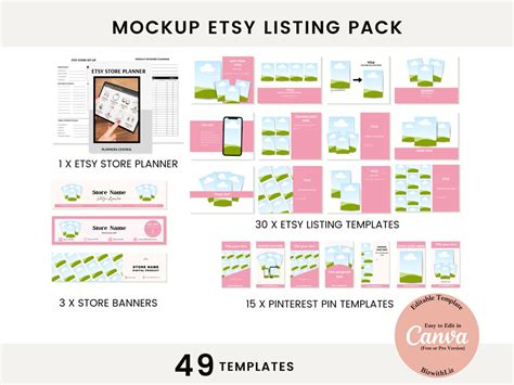 Etsy Listing Mockup Template Pack for Selling Digital Products - Etsy ...