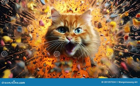 Cat Exploding Sand Generative AI Stock Illustration - Illustration of ...