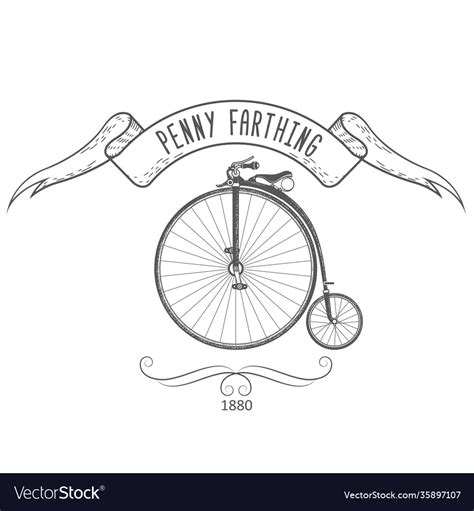 Penny-farthing bicycle vintage emblem retro bike Vector Image