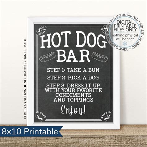 Printable Hot Dog Bar Sign Printable Hot Dog Table Sign Hot - Etsy Ireland