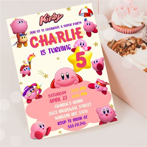 Editable Kirby Birthday Invitation Template Printable - Etsy