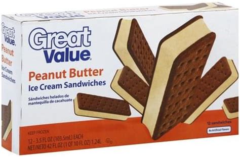 Great Value Peanut Butter Ice Cream Sandwiches - 12 ea, Nutrition Information | Innit