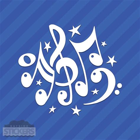 Music Notes and Stars Vinyl Decal Sticker Instruments - Etsy