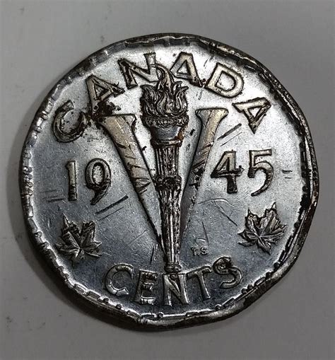 1945 Canada 5 Cents George VI Victory Canadian Nickel Coin | Coins ...