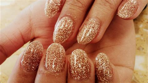 GOLD GLITTER ACRYLIC NAIL DESIGNS HOW TO - YouTube