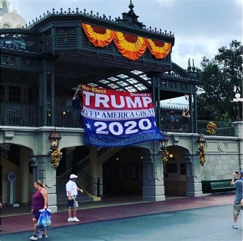 Guests Hangs Donald Trump 2020 Banner on Main Street in Disney's Magic ...