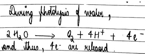 Why does the equation for photolysis say 4 electrons are added??