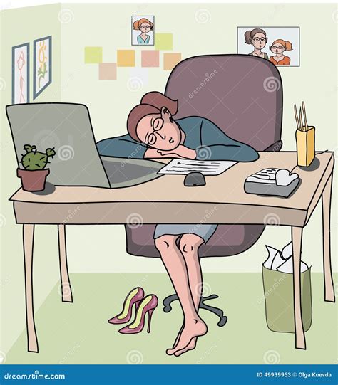 Woman Sleeping at Office Cabin Stock Vector - Illustration of cabin, sleep: 49939953