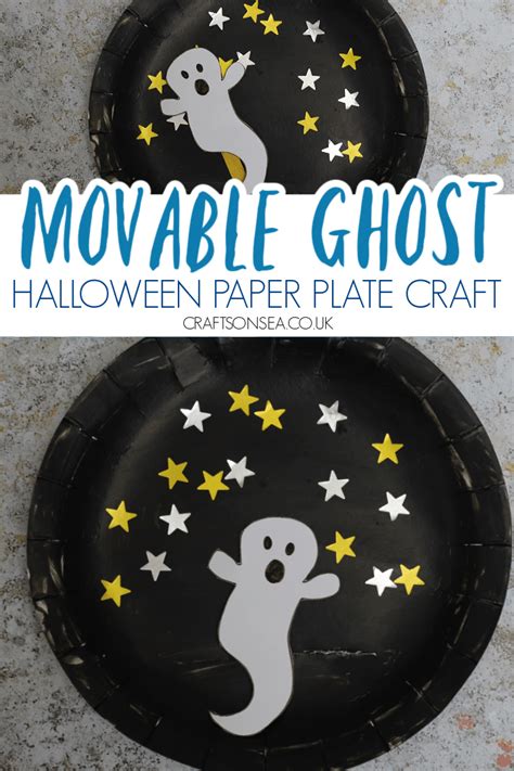 Movable Paper Plate Ghost Craft - Crafts on Sea