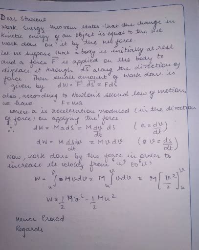 State and prove work-energy theorem - Physics - - 14081325 ...