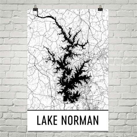 Lake Norman NC Art and Maps – Modern Map Art