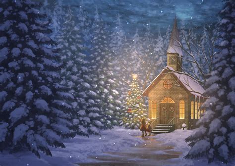 Download Christmas Tree Winter Church Child Holiday Christmas HD Wallpaper