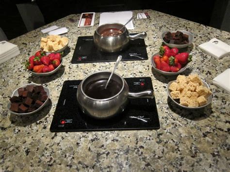 This is a chocolate fondue dessert at The Melting Pot. The Melting Pot is a fondue restaurant ...