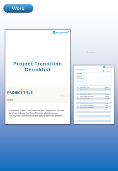 Project Transition Checklist Template - Excel, Word, PPT & PDF