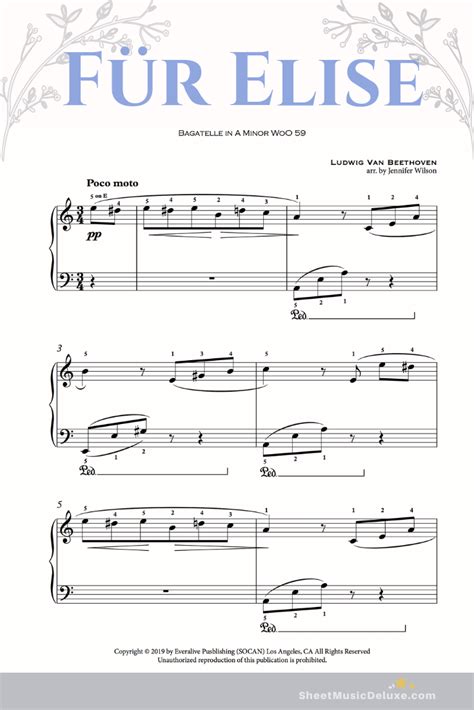 Fur Elise Printable Sheet Music