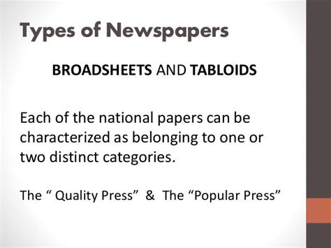 The different types of newspapers