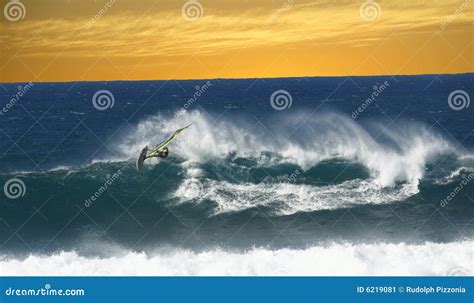 Surfing in Hawaii at Sunset Stock Image - Image of north, wind: 6219081