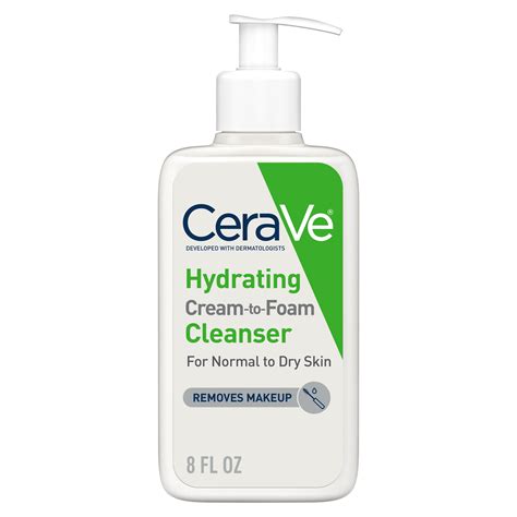 CeraVe Face Wash, Hydrating Cream-to-Foam Cleanser & Makeup Remover ...