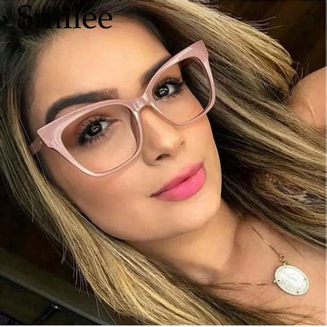 Pink Spectacle Frames Womens Eyeglasses Designer Brand Clear Lens Vintage Myopia Nerd glasses ...