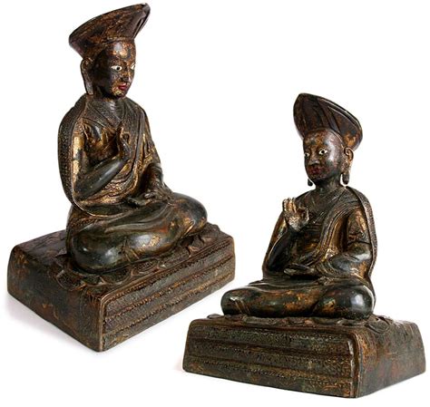 18th Century Tibetan Lacquered Gilt Bronze Lama Rinpoche Teaching Dharma