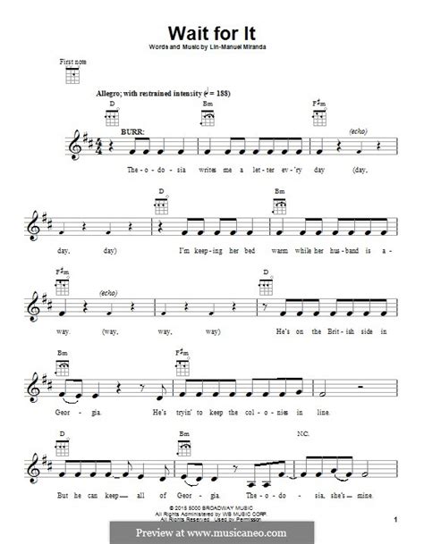 Wait for It (from 'Hamilton') by L. Miranda - sheet music on MusicaNeo