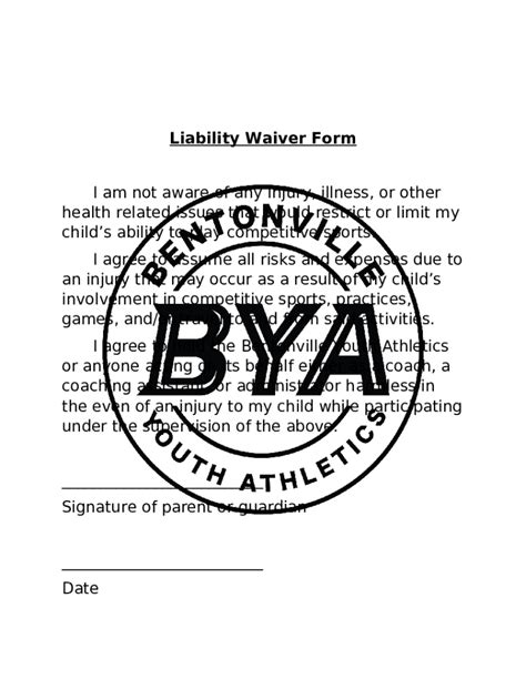 Sports Waiver - Fill Online, Printable, , Blank Doc Template | pdfFiller