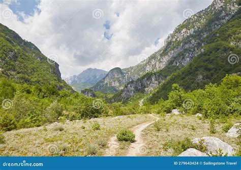 The Scenic Hike To Theth Waterfall and the Blue Eye Spring in Theth, Albania Stock Photo - Image ...