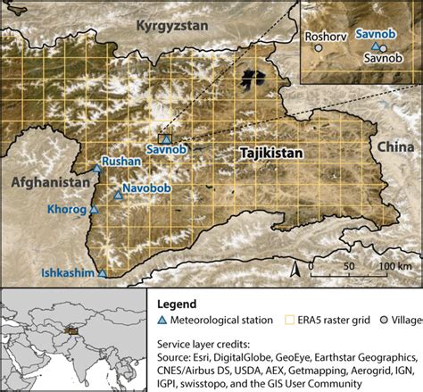 Map of the study region showing the Pamir Mountains of Tajikistan and... | Download Scientific ...