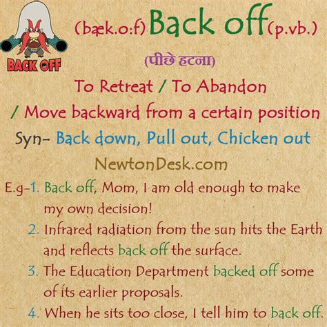 Back Off Meaning - Move Backward From A Certain Position - Off Words