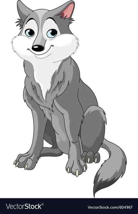 Cute cartoon wolf Royalty Free Vector Image - VectorStock | Cartoon ...