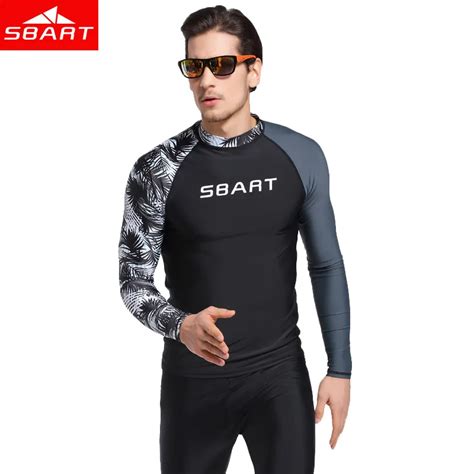 SBART 2017 New Men Windsurf Rash Guards Lycra Surf Swim Shirt UV Protection Rash Guard Diving ...