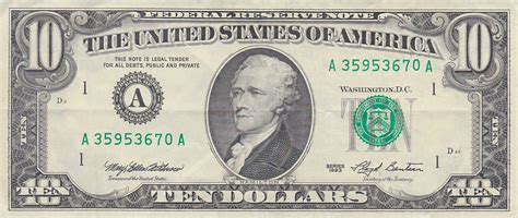 10 Dollars (Federal Reserve Note; Small Portrait) - États-Unis – Numista