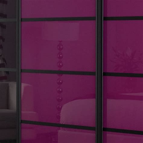 Glass sliding wardrobes in mulberry and plum. Decorating for autumn with berry shades. Au ...