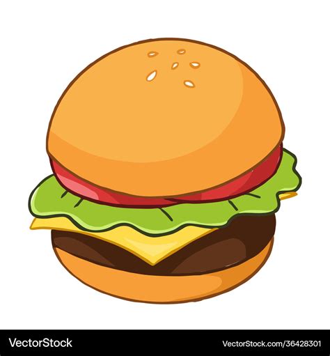 Hamburger cartoon style isolated Royalty Free Vector Image