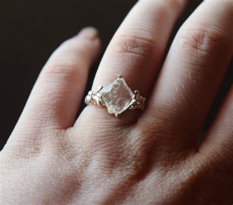 Raw Diamond Engagement Ring Rough Natural and Uncut by Avello