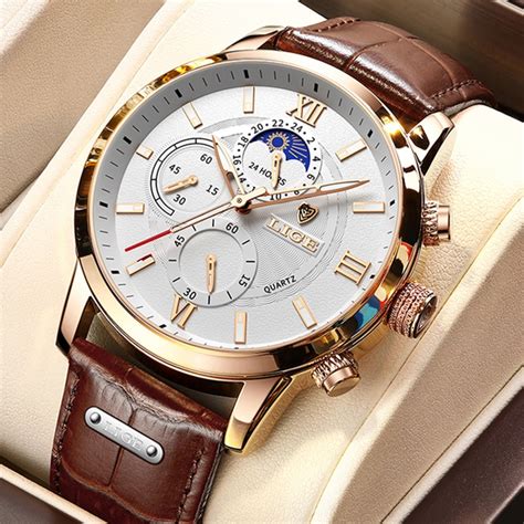 Lige 8932 Mens Chronograph Watch - Brown/White | Vivid Nuance South Africa