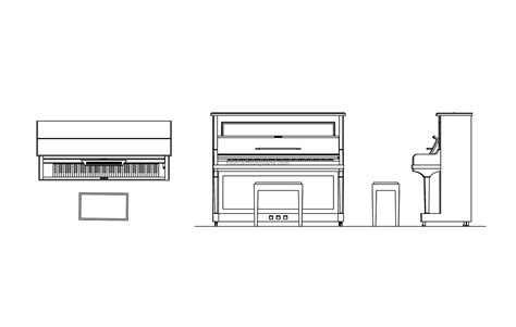 Upright Piano - Free CAD Drawings