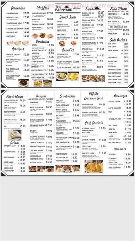 Online Menu of The Barnyard Restaurant, Woodstock, Ontario, N4S 1C6 - Zmenu