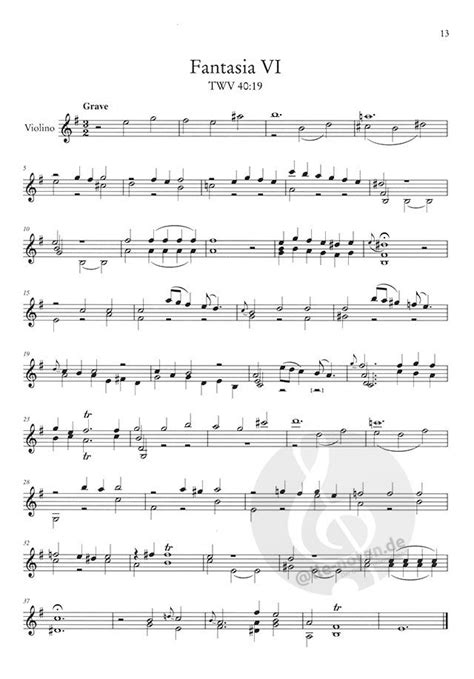 Georg Philipp Telemann Sheet Music for Violin