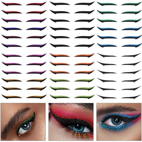 36 Pairs Glitter Eyeliner Stickers Instant Eyeliner Stickers Self-adhesive Eye Line Strip ...