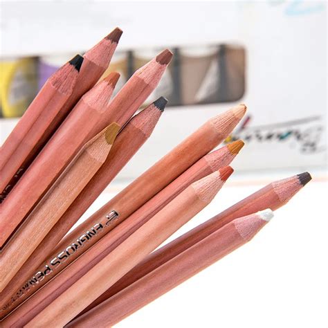 Bianyo 12Color Professional Soft Pastel Pencils Set Wood Skin Tints ...