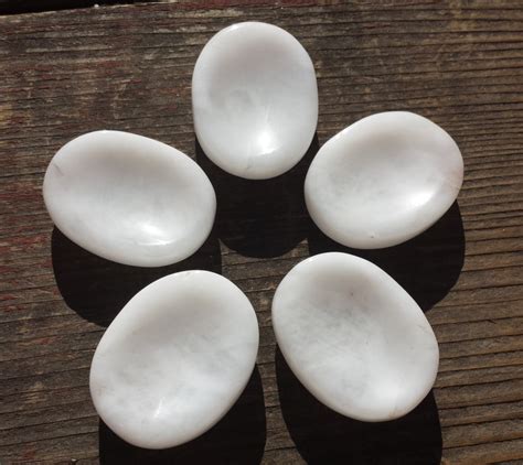 WHITE AGATE Worry Stone Natural Stone Hand Carved Gemstone