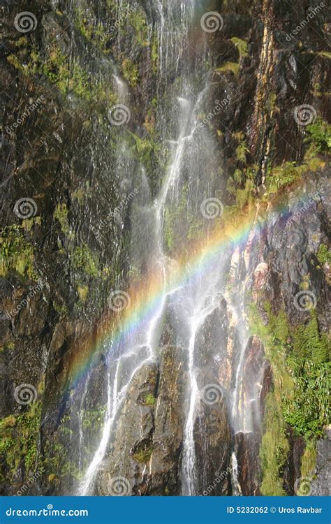 Rainbow over the waterfall stock photo. Image of fiord - 5232062